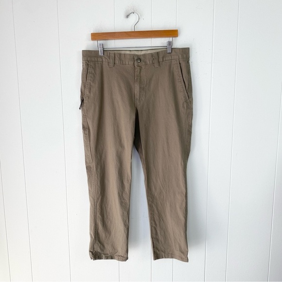Columbia Pants Mens 34x26* Brown Zip Pocket Canvas Outdoor Cotton Work Carpenter - Picture 1 of 14